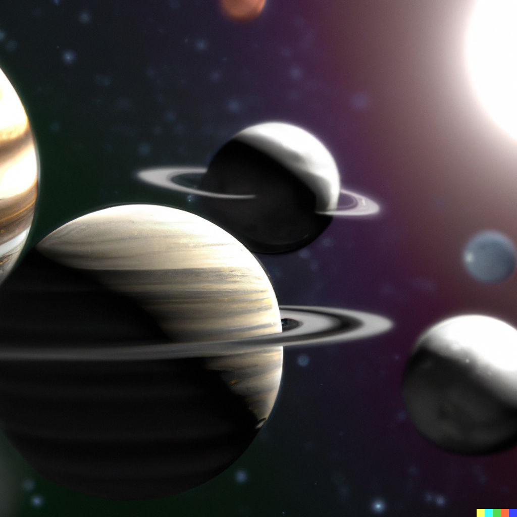 planets floating in space 