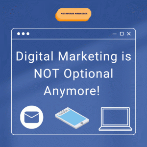 digital marketing is not optional anymore graphic with computer, phone, and email icon