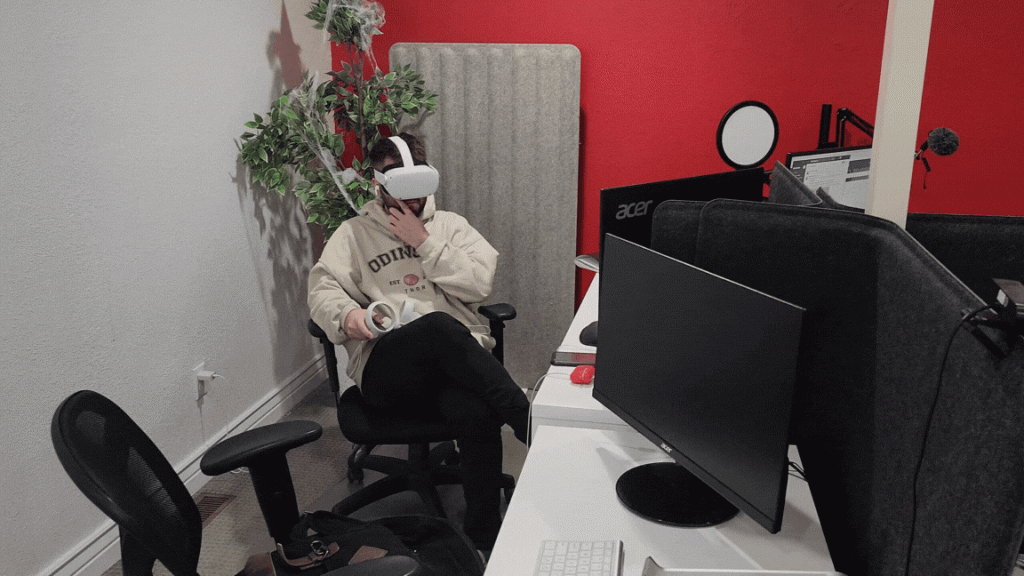 Coworker working in VR 